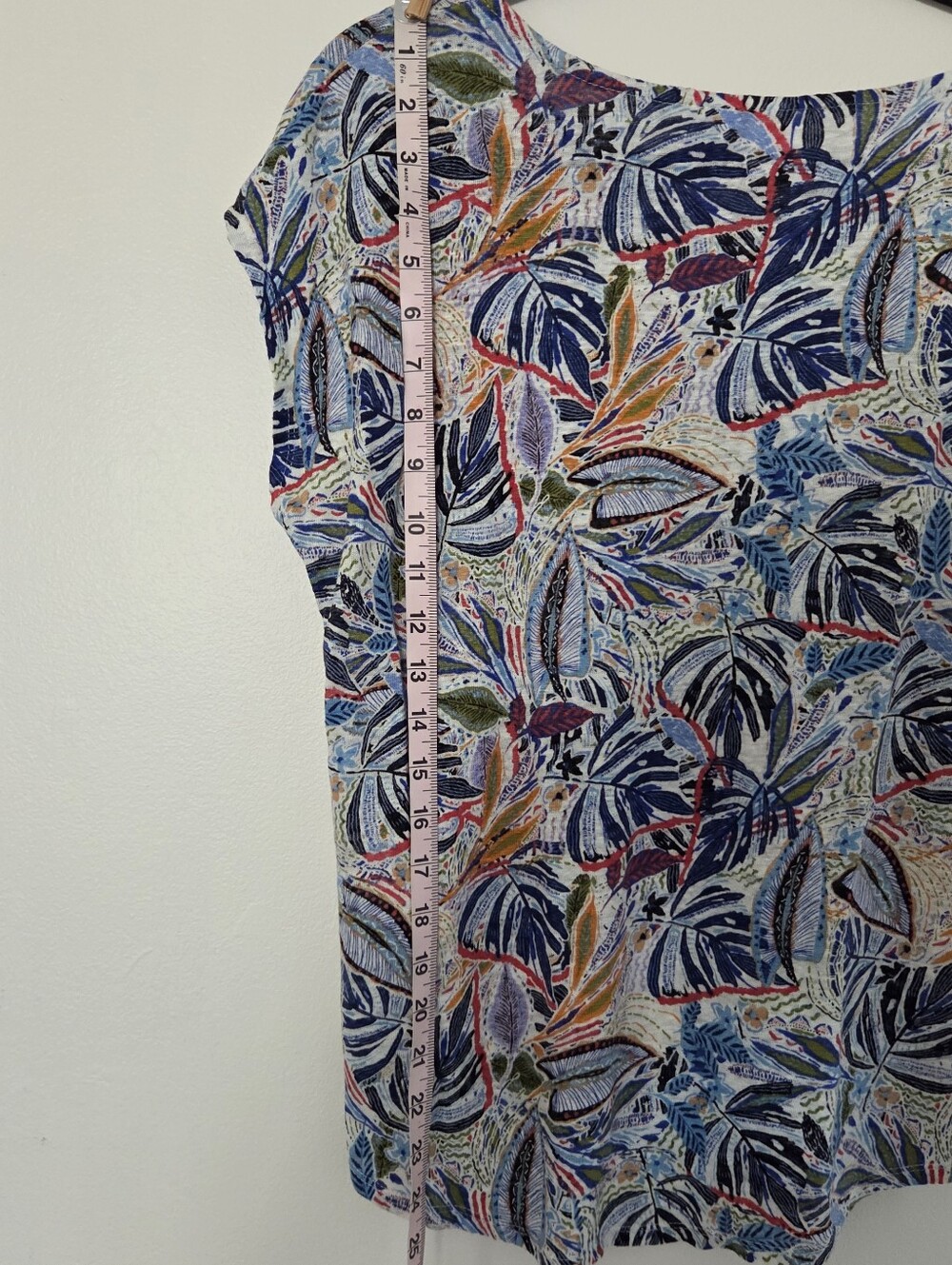 C&C California Linen Leaf-Print Short Sleeve Top XL - Picture 4 of 5